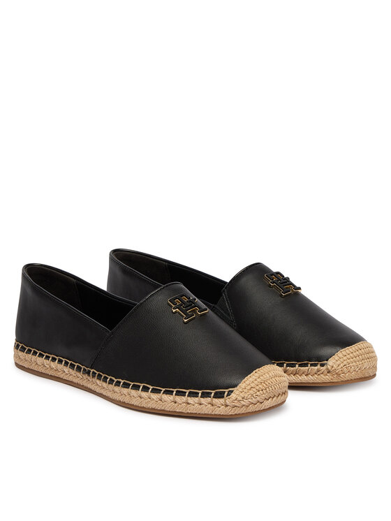 Tommy Hilfiger Espadrilky Tommy Hilfiger Th Logo Leather Espadrille FW0FW09246 Černá