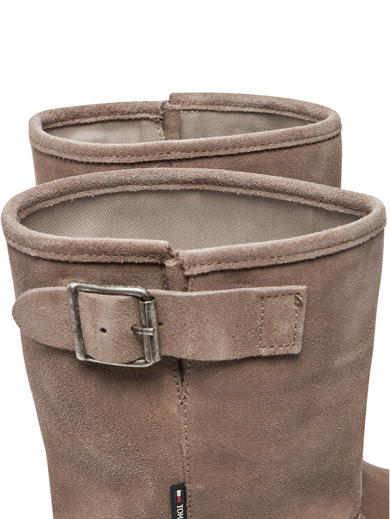 Tommy Jeans Боти Tommy Jeans Tjw Urban Biker Boot Suede EN0EN02729 Сив