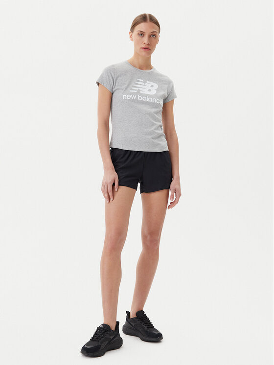 New Balance New Balance Marškinėliai Essentials Stacked Logo Tee WT91546 Pilka Athletic Fit