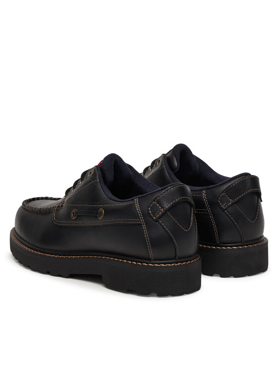 Tommy Jeans Pantofi Tommy Jeans Archive '01 Boat Shoe Leather EM0EM01651 Negru