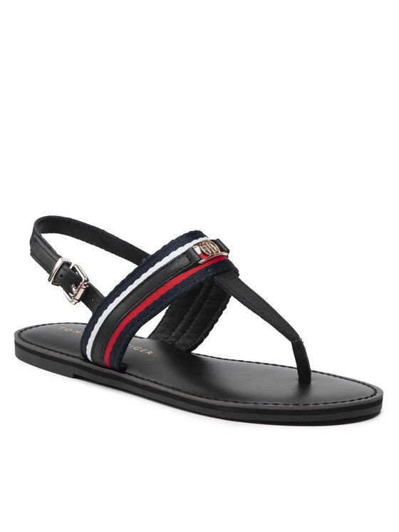 Tommy Hilfiger Basutės Tommy Hilfiger Corporate Th Webbing Flat Sandal FW0FW06543 Juoda