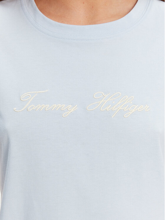 Tommy Hilfiger Tommy Hilfiger Camiseta Script WW0WW45746 Celeste Regular Fit