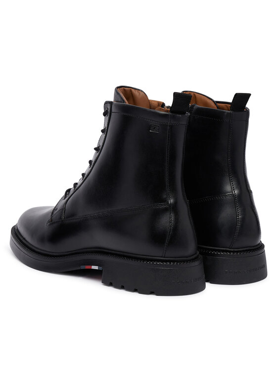 Tommy Hilfiger Šnurovacia obuv Tommy Hilfiger Corporate Casual Lth Boot FM0FM06174 Čierna
