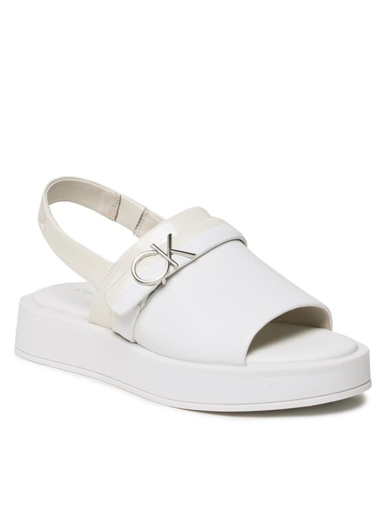 Calvin Klein Сандали Calvin Klein Dress Wedge Sandal HW0HW01605 Бял