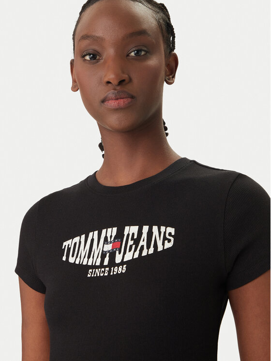 Tommy Jeans Tommy Jeans Camiseta Wavy Flag DW0DW22272 Negro Slim Fit