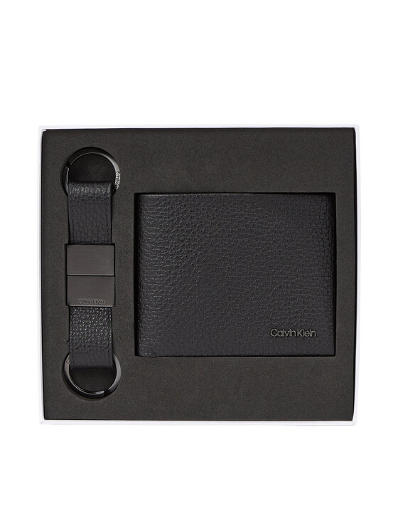Calvin Klein Set portafoglio e portachiavi Calvin Klein Gs Minimalism Bifold 5Cc+Keyfob K50K511023 Nero