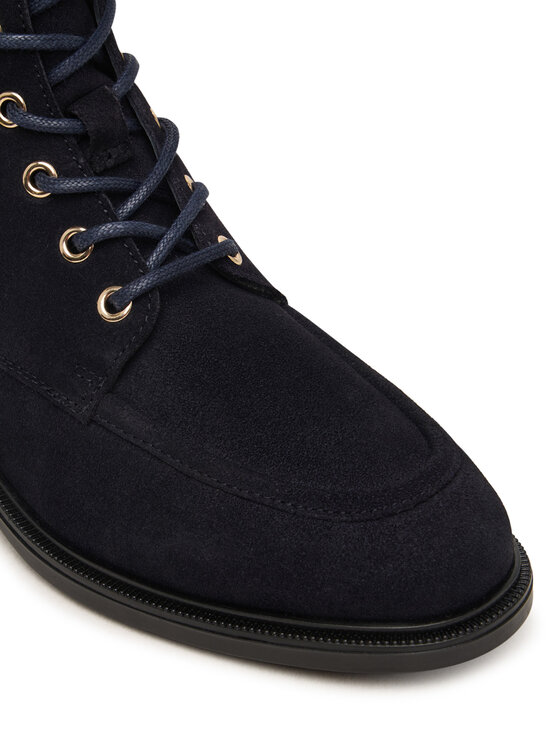 Tommy Hilfiger Botines planos Tommy Hilfiger Enamel Flag Suede Lace-Up Boot FW0FW09681 Azul marino