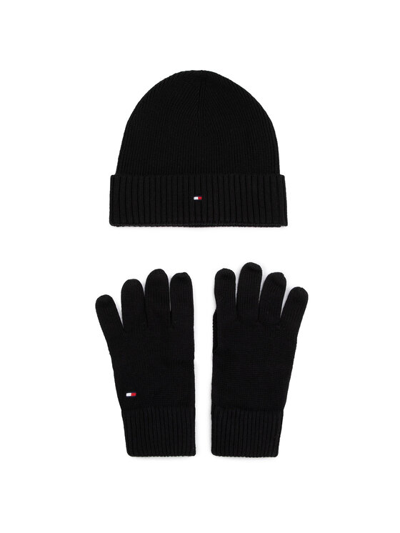 Tommy Hilfiger Čepice a rukavice Tommy Hilfiger Pima Cotton Beanie & Gloves Gp AM0AM05435 Černá