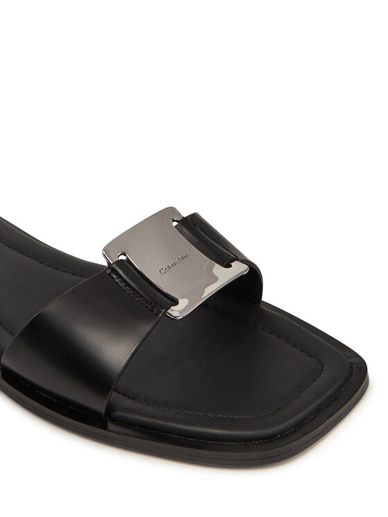 Calvin Klein Natikače Calvin Klein Flat Slide W/Ck Hw Big - Lth HW0HW02482 Crna