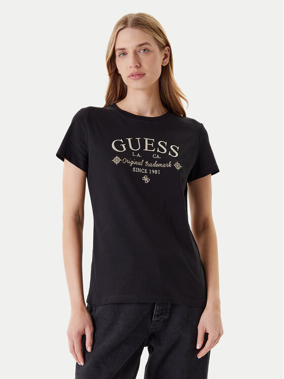 Guess Guess Футболка V5YI03 I3Z14 Чорний Regular Fit
