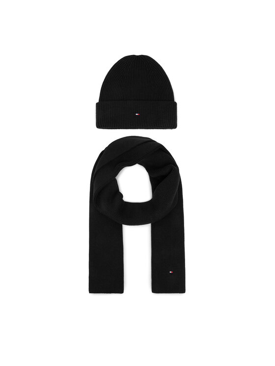 Tommy Hilfiger Set berretto e sciarpa Tommy Hilfiger AW0AW19136 Nero