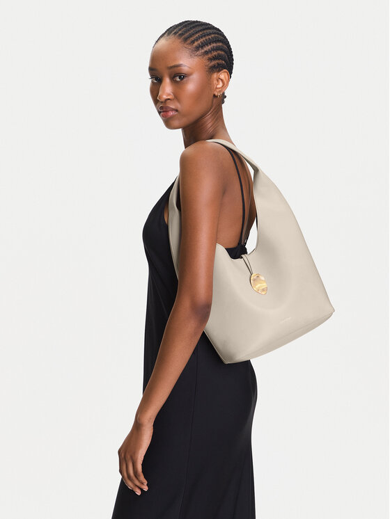 Calvin Klein Jeans Kabelka Calvin Klein Jeans Stone Lock Slouchy Small Shoulde LV04K3176G Écru