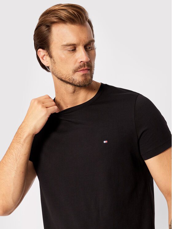 Tommy Hilfiger Tommy Hilfiger Majica Core Stretch MW0MW27539 Črna Slim Fit