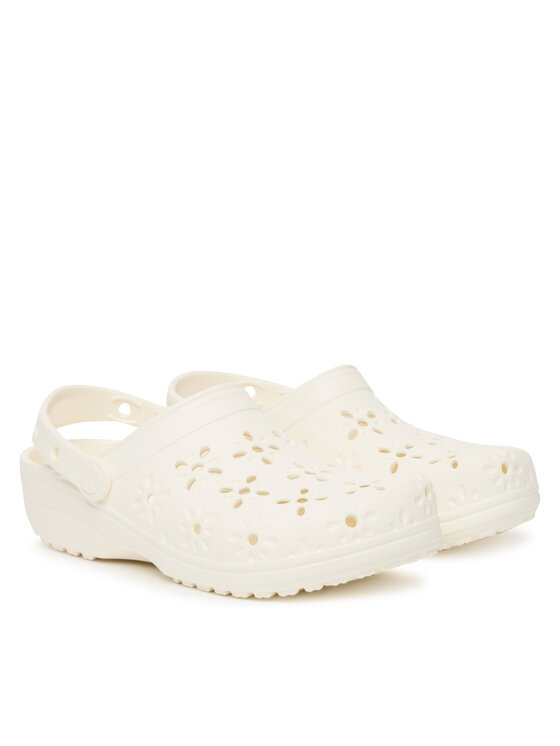 Crocs Klapki Crocs Classic Floral Cut-Out Clog 210927 Écru