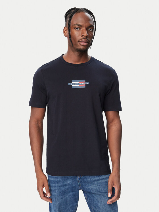 Tommy Hilfiger Tommy Hilfiger T-shirt Flag Box MW0MW38636 Tamnoplava Regular Fit