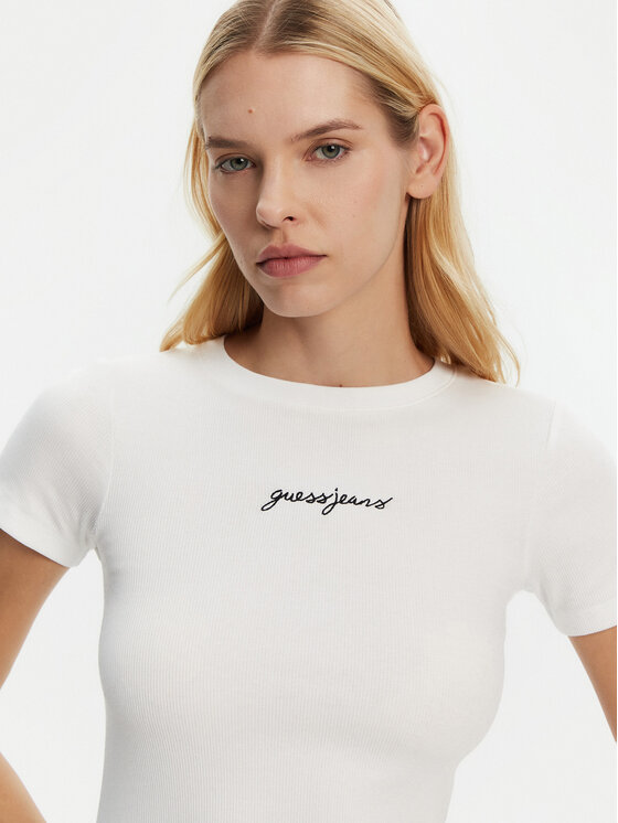 Guess Jeans Guess Jeans T-Shirt W5RI57 KA0H1 Λευκό Slim Fit