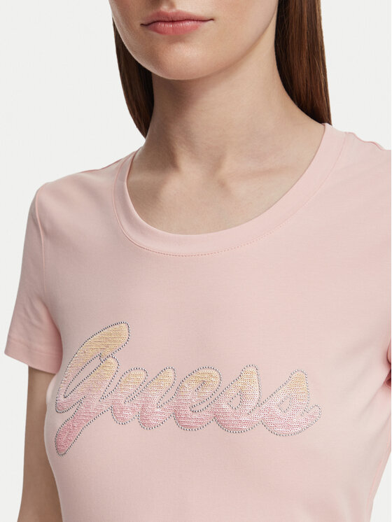 Guess Guess Camiseta W6YI56 K5028 Rosa claro Slim Fit