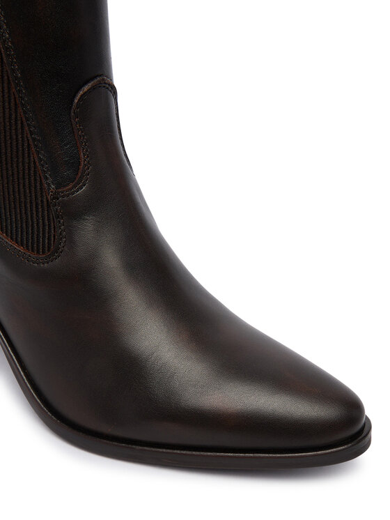 Tommy Hilfiger Čizme Tommy Hilfiger Leather Western Chelsea Boot FW0FW09582 Smeđa