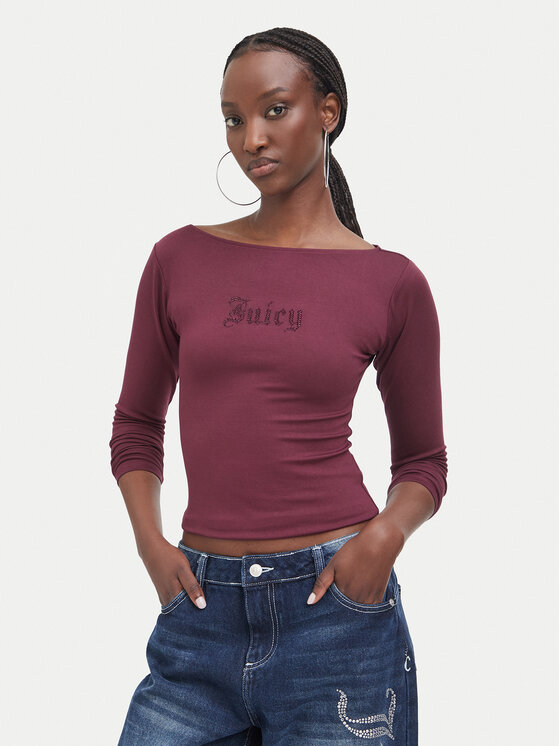 Juicy Couture Juicy Couture Bluza JCWCT226329 Bordo rdeča Slim Fit