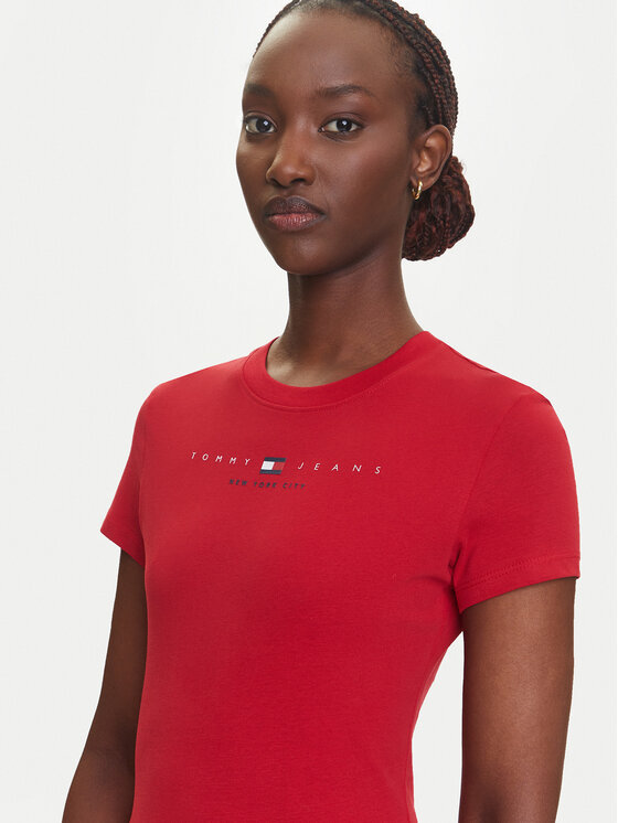 Tommy Jeans Tommy Jeans T-shirt Linear DW0DW21422 Rosso Slim Fit