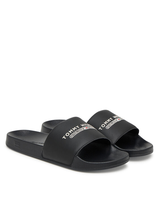 Tommy Hilfiger Natikači Tommy Hilfiger Raised Pool Slide FM0FM05761 Črna