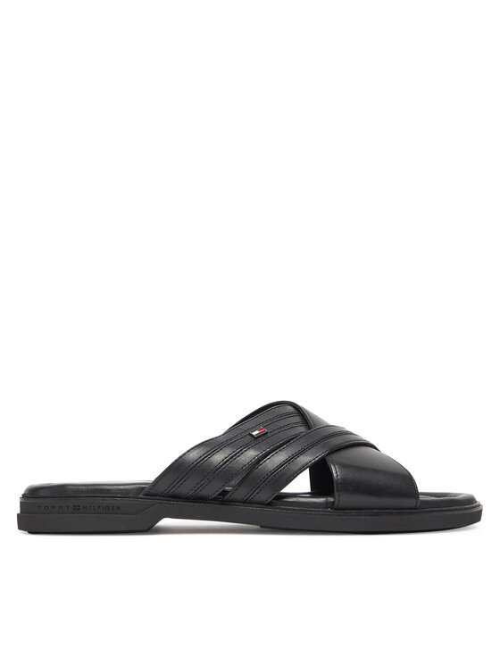 Tommy Hilfiger Nazouváky Tommy Hilfiger Premium Hilfiger Cc Lth Sandal FM0FM05504 Černá