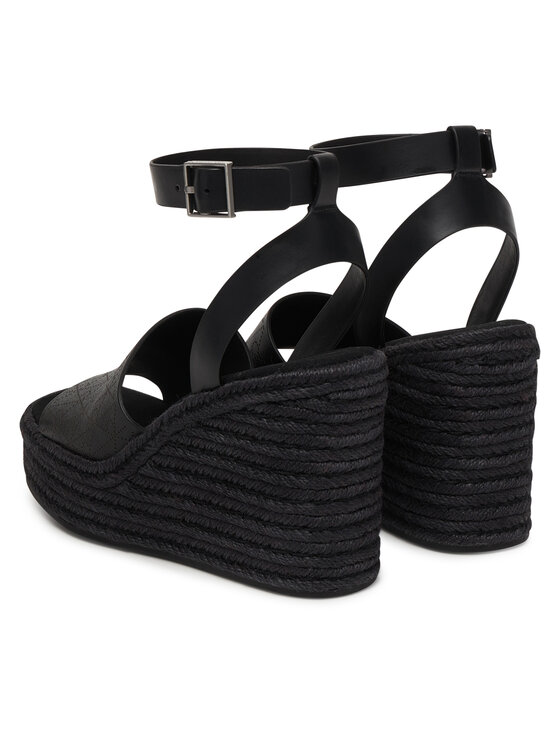 Calvin Klein Espadrile Calvin Klein Wedge Espad 70 Aop Lth HW0HW03138 Crna