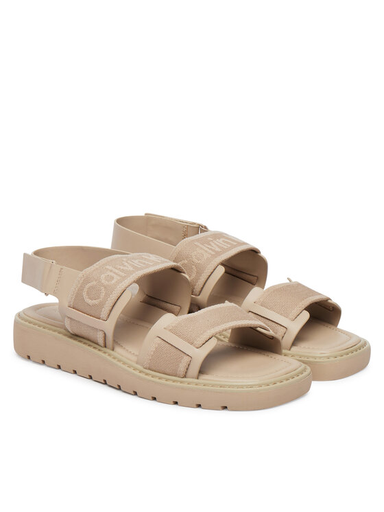 Calvin Klein Sandały Calvin Klein Sq Molded Sandal Webb HW0HW02872 Beżowy