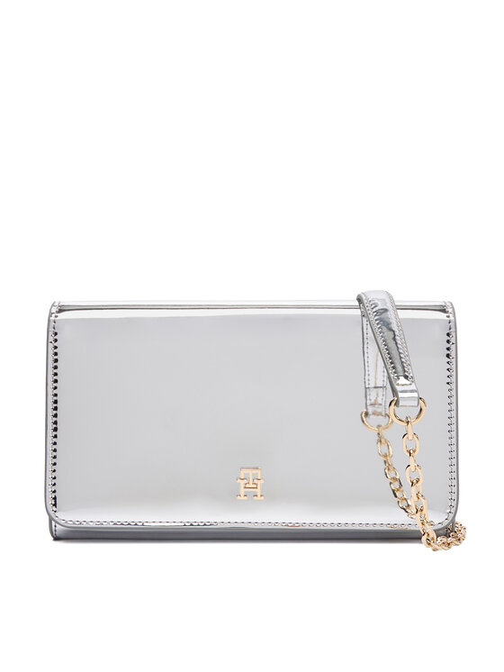 Tommy Hilfiger Kabelka Tommy Hilfiger Icon Flap W/Chain Met AW0AW17959 Strieborná