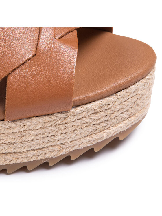 Tommy Hilfiger Espadrile Tommy Hilfiger Th Raffia High Wedge Sandal FW0FW04842 Rjava