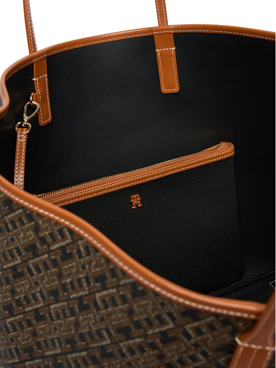 Tommy Hilfiger Ročna torba Tommy Hilfiger Th Monoplay Maxi Tote Le AW0AW18850 Črna