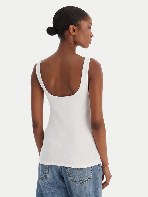 Calvin Klein Jeans Calvin Klein Jeans Top Monologo Scoop Nk Rib LV047A804G Blanco Slim Fit