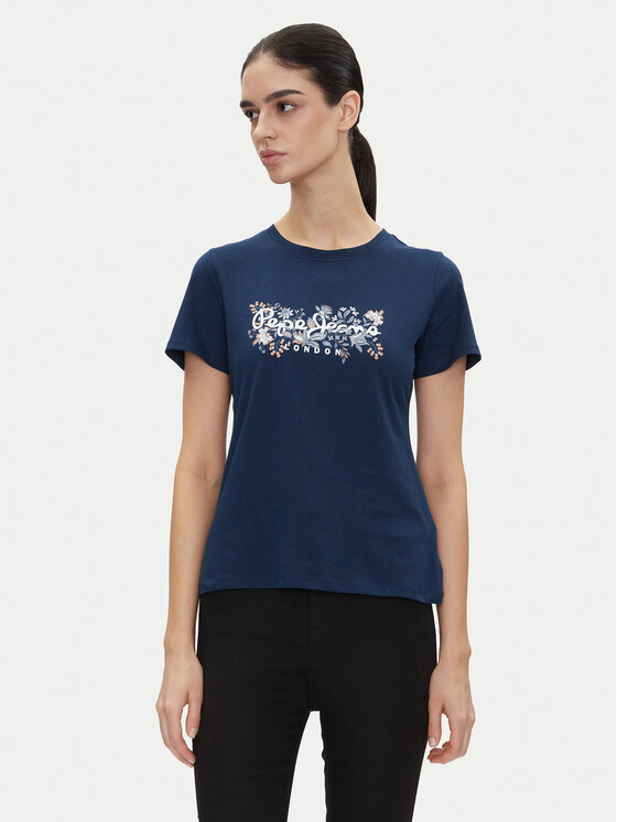 Pepe Jeans Pepe Jeans Majica Rosalind PL506034 Mornarsko modra Regular Fit