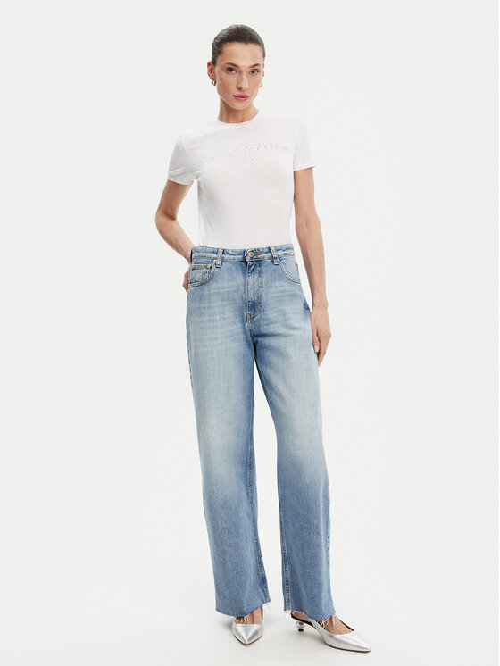 Fracomina Fracomina Póló FP25ST3011J449N5 Fehér Slim Fit