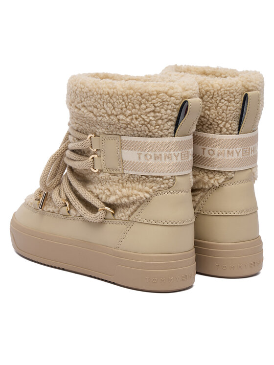 Tommy Hilfiger Sněhule Tommy Hilfiger Faux Shearling Snowboot FW0FW08788 Écru
