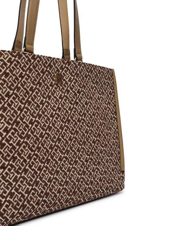 Tommy Hilfiger Kabelka Tommy Hilfiger Th Jacquard Tote AW0AW19009 Hnědá