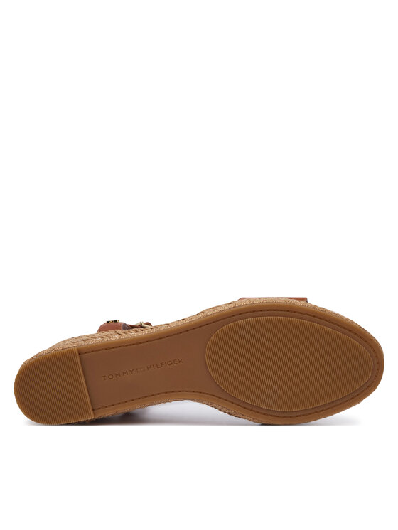 Tommy Hilfiger Εσπαντρίγιες Tommy Hilfiger Th Monogram Leather Wedge Espadrilles FW0FW09340 Καφέ