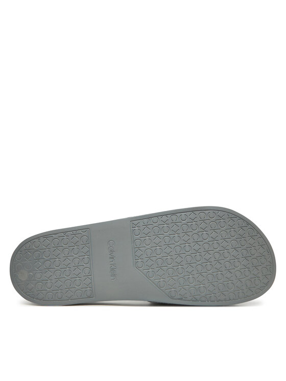Calvin Klein Natikači Calvin Klein Adj Pool Slide Canvas Logo HM0HM01749 Siva