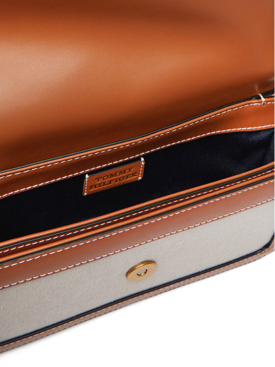 Tommy Hilfiger Geantă Tommy Hilfiger Th Script Flap Crossover Canvas AW0AW18737 Crem