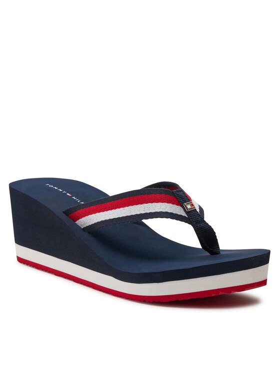 Tommy Hilfiger Žabky Tommy Hilfiger Corporate Wedge Beach Sandal FW0FW07987 Barevná
