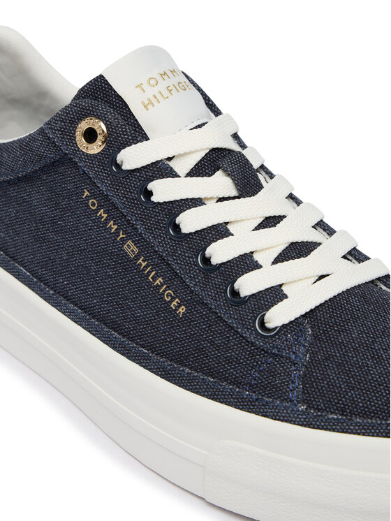 Tommy Hilfiger Tenisenes Tommy Hilfiger Th Foxing Platform Washed Canvas FW0FW09172 Zils