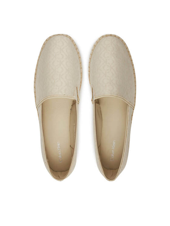 Calvin Klein Espadryle Calvin Klein Flat Espadrille - Jacq HW0HW02467 Écru