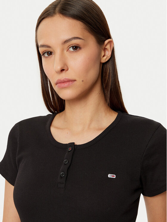 Tommy Jeans Tommy Jeans Majica DW0DW19502 Črna Slim Fit