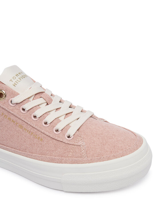 Tommy Hilfiger Laisvalaikio batai Tommy Hilfiger Washed Canvas Platform Trainers FW0FW09172 Rožinė