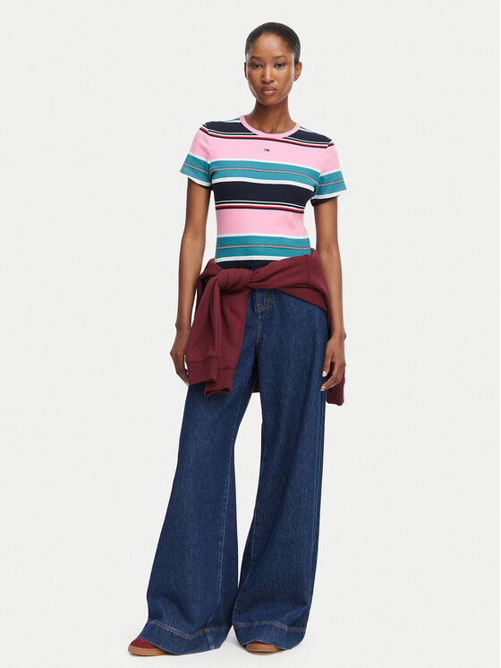 Tommy Jeans Tommy Jeans Majica Essential DW0DW17383 Pisana Slim Fit