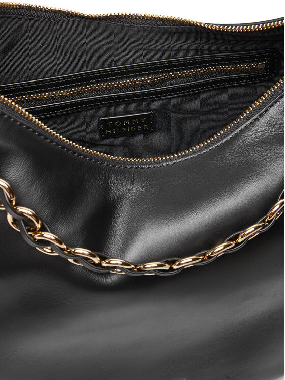 Tommy Hilfiger Borsetta Tommy Hilfiger Moon Leather Hobo AW0AW17468 Nero