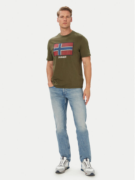 Napapijri Napapijri Camiseta S-Flag Tiki Ss NP0A8A6IG1F1 Verde oscuro Regular Fit