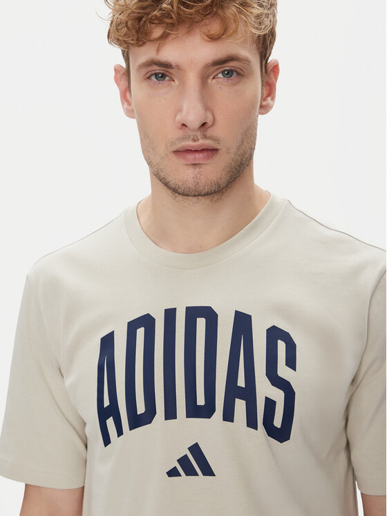 adidas adidas Majica Collegiate Lineage Graphic JM6415 Bež Regular Fit