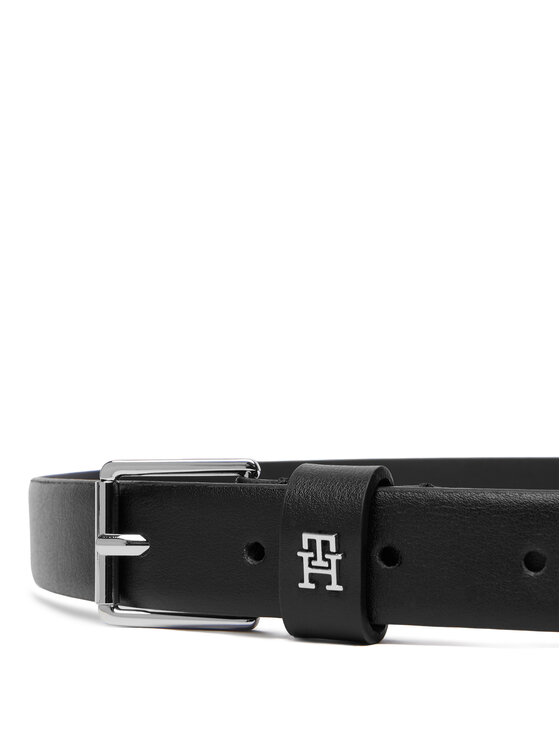 Tommy Hilfiger Cinturón para mujer Tommy Hilfiger Th Square 2.5 Silver AW0AW18651 Negro