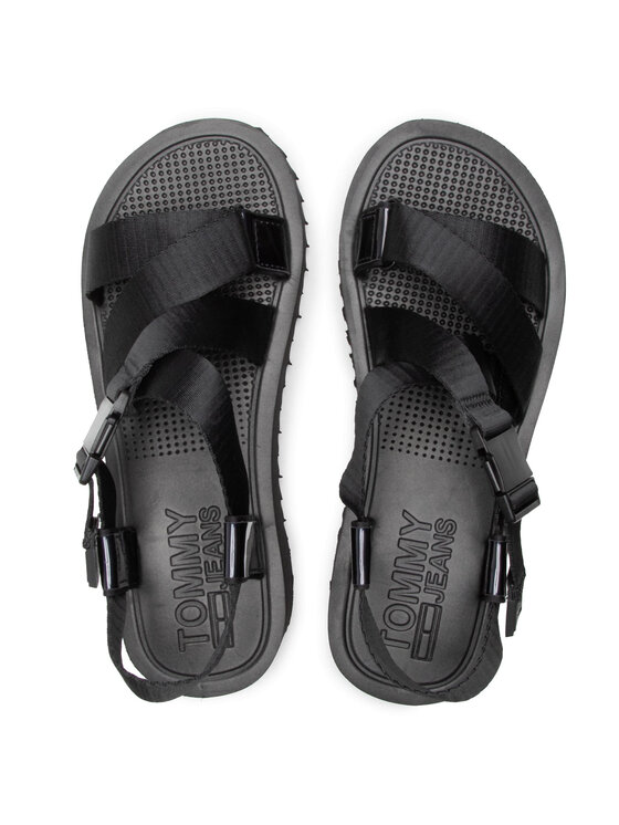 Tommy Jeans Sandale Tommy Jeans Iridescent Strappy Sandal EN0EN01332 Negru